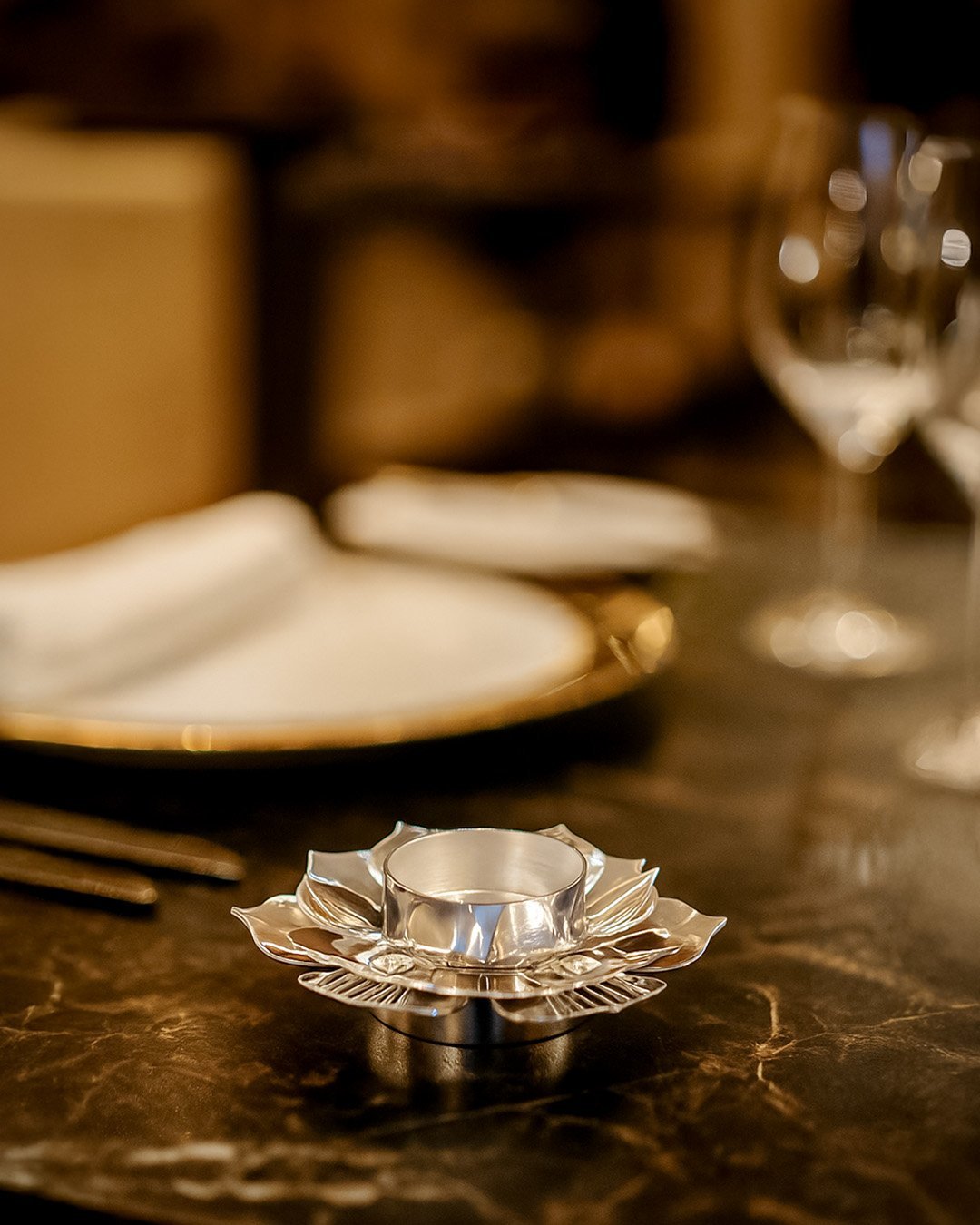 Silver Plated Tea Light Lotus