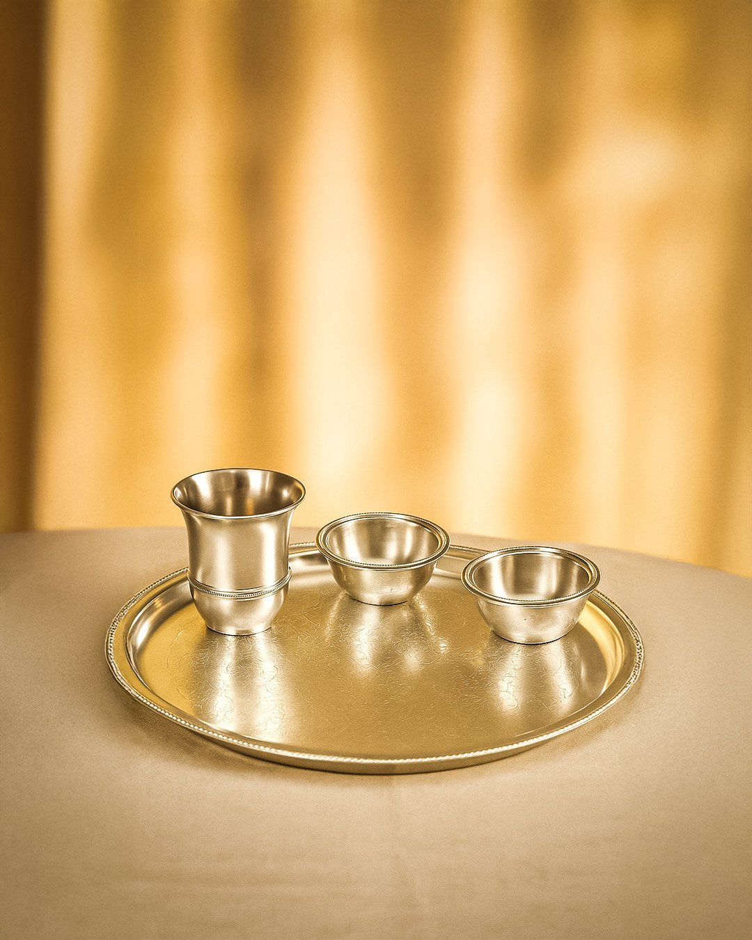 Beaded Indian Thali Set – Silver Plated | 7pcs Set