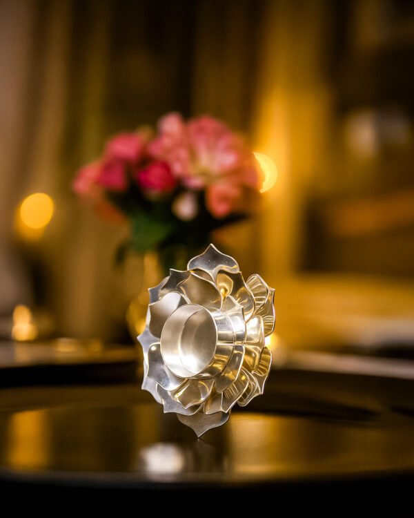 Silver Plated Tea Light Lotus - Image 2